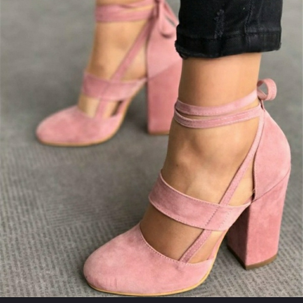 CHUNKY BLOCK PINK MAUVE HIGH HEELS